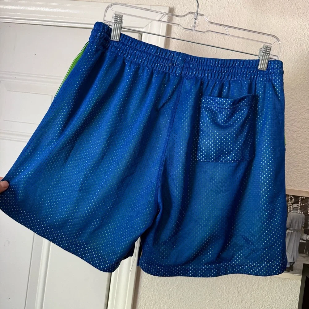 PASADENA LEISURE CLUB blue basketball mesh athletic logo patch‎ elastic shorts